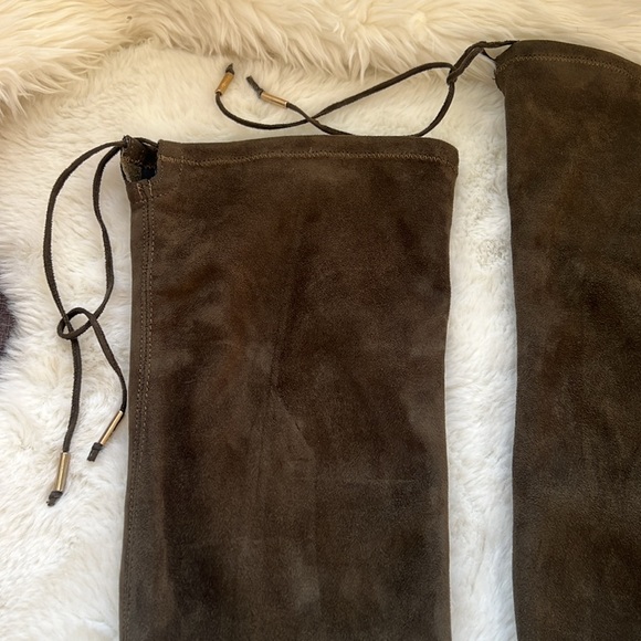 NEW Dune London Sibyl Thigh High Suede Heeled Over The Knee Boots 38/7.5-8 Green - Picture 11 of 16